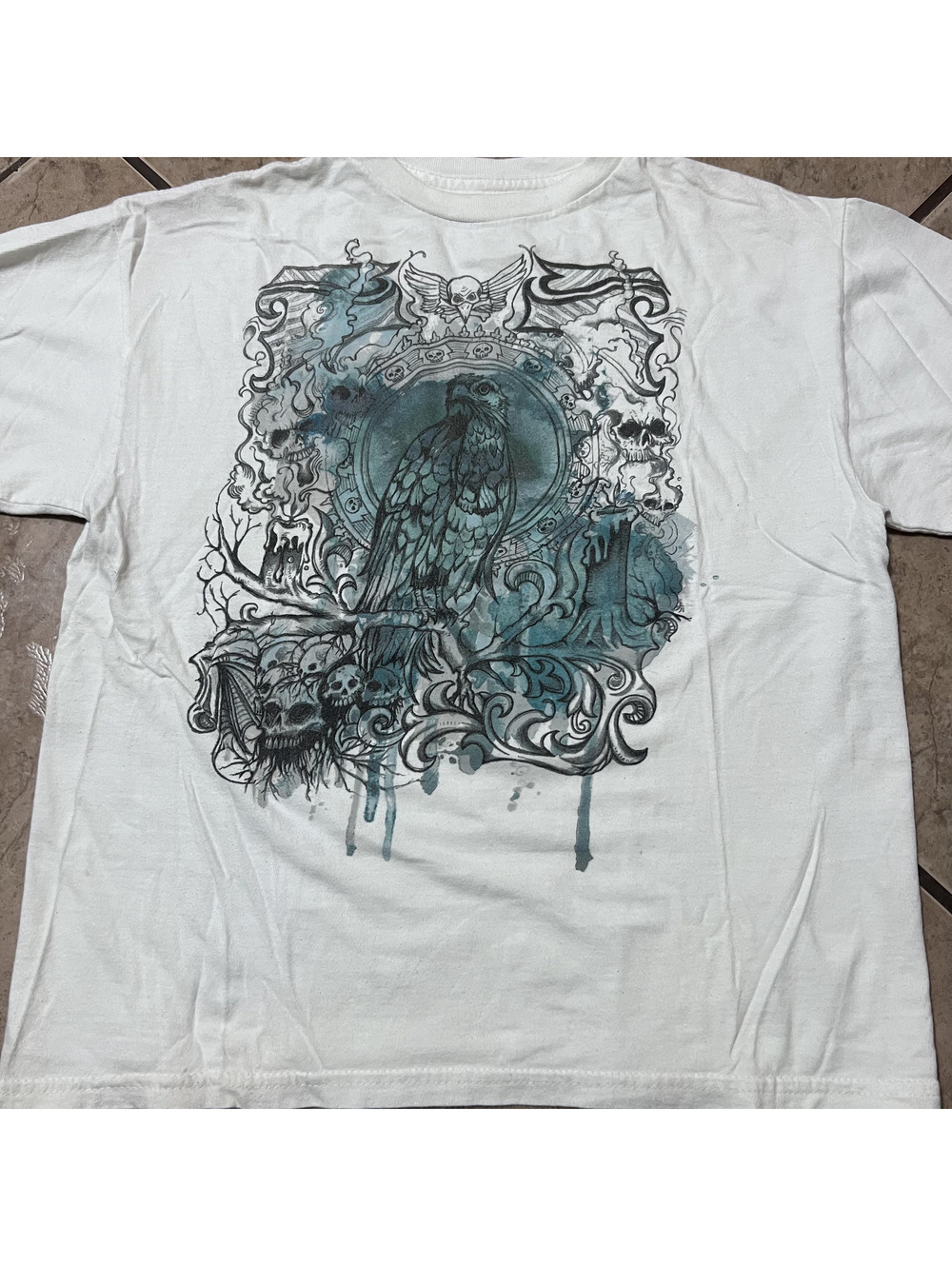 Y2k Tony Hawk Kids Grunge Affliction Style Skater Skulls Spray Paint Large 14/16